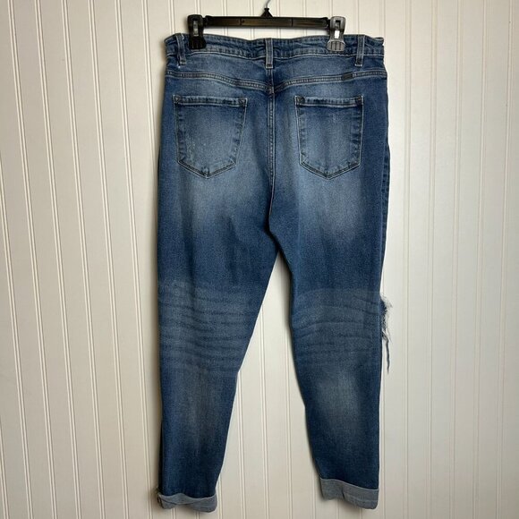 KanCan distressed cropped cuff hem jeans medium wash size 31 G35 - Picture 5 of 6